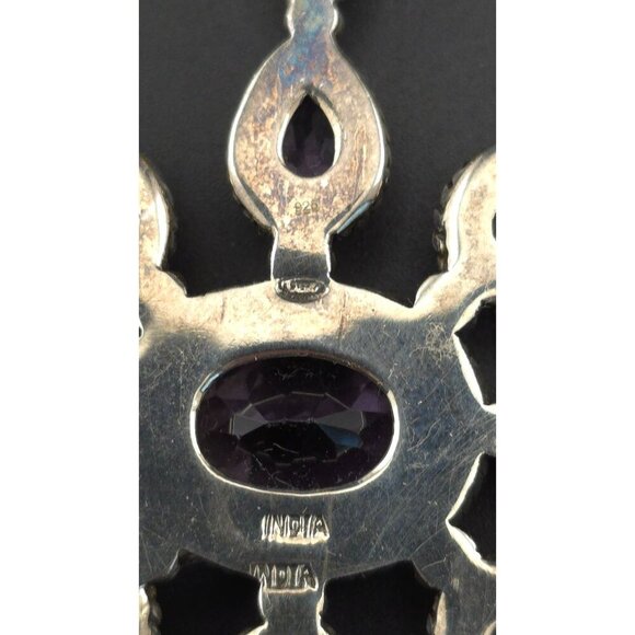 Sterling Silver 925 and Amethyst Gemstone Pendant With Intricate Design - Signed - Picture 7 of 8